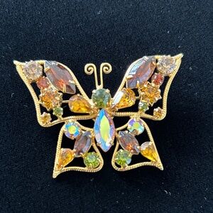 Beautiful Vintage Robert Rose Rhinestone Brooch
